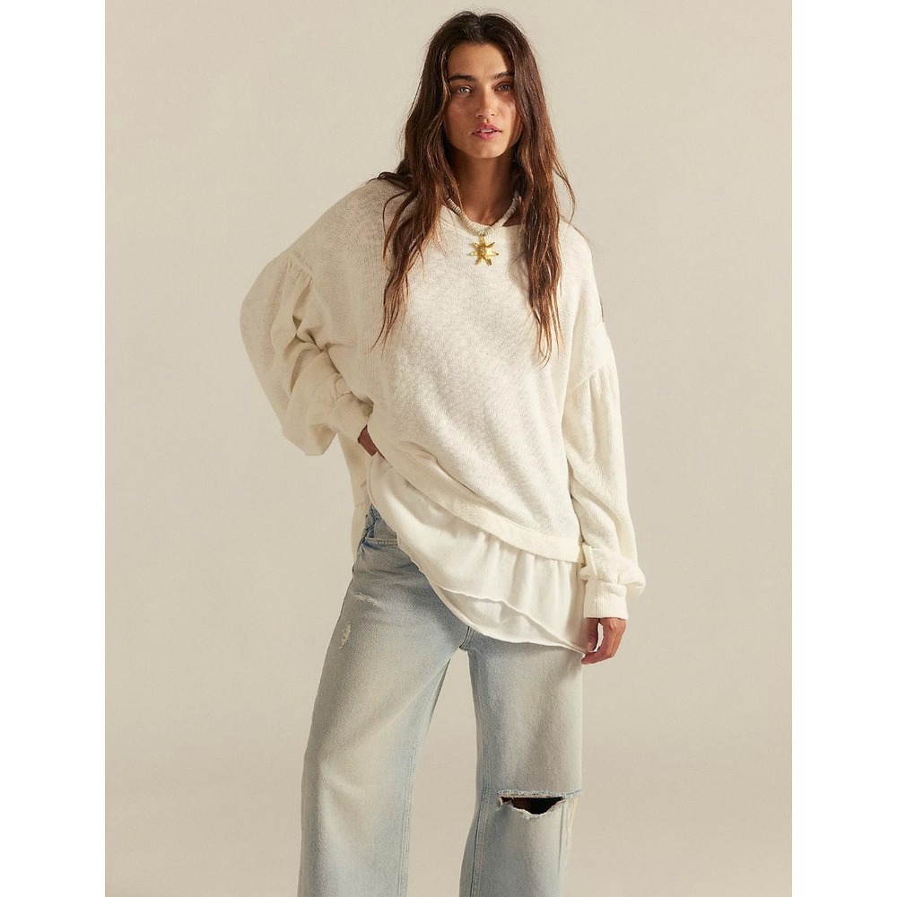 Free People We The Free Women's Maddie Long Sleeve In White Size Large